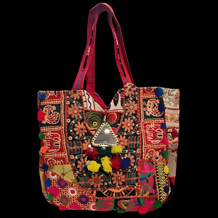 Borsa in cotone ricamata
