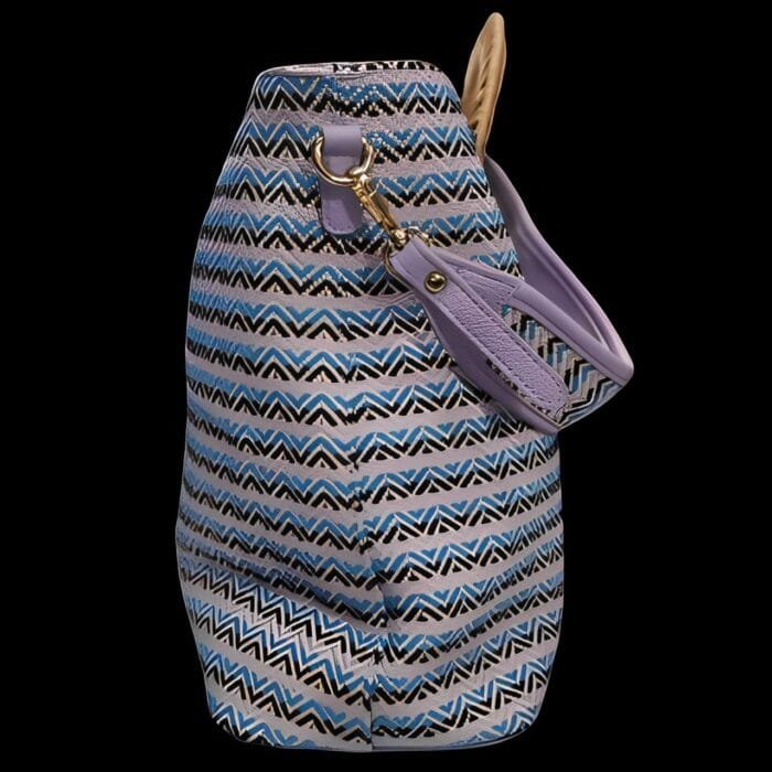 Borsa in pura pelle con manici in legno