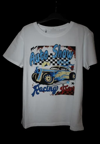T-shirt Bianca in cotone auto show