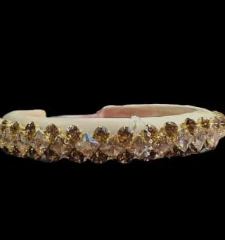 Cerchietto beige sottile con swarovski