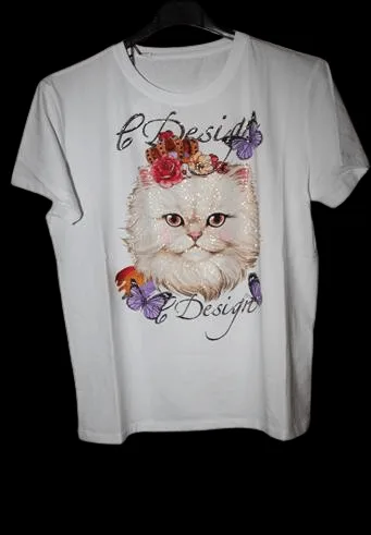 T-shirt in puro cotone gatto